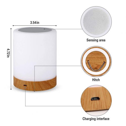  MAGICE Colorful Bedside lamp Touch Sensing Ambient Light, LED Night Lights with Wood Grain Base Design, USB Charging Mood Light for Dating, Feeding,3W