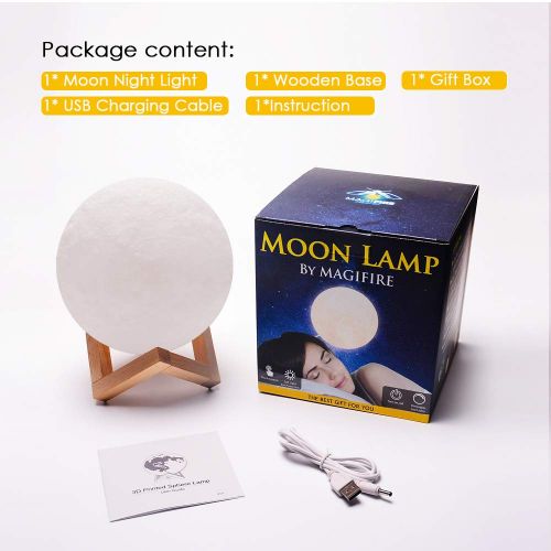  MAGIFIRE Moon Light Lamp, 16 Colors Night Light Lighting LED 3D Printing Moon Lamp Remote&Tap Control Brightness Adjustable Gift for Baby Friends (5.9 inch/15 cm)
