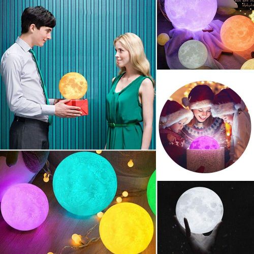  MAGIFIRE Moon Light Lamp, 16 Colors Night Light Lighting LED 3D Printing Moon Lamp Remote&Tap Control Brightness Adjustable Gift for Baby Friends (5.9 inch/15 cm)