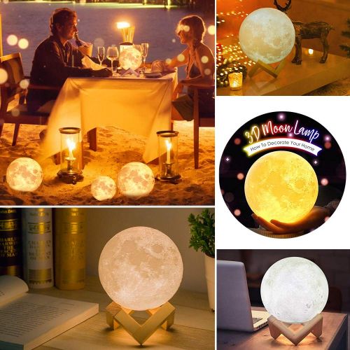  MAGIFIRE Moon Light Lamp, 16 Colors Night Light Lighting LED 3D Printing Moon Lamp Remote&Tap Control Brightness Adjustable Gift for Baby Friends (5.9 inch/15 cm)