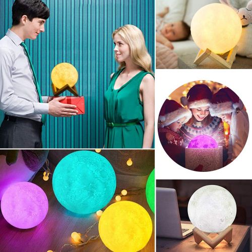  MAGIFIRE Moon Light Lamp, 16 Colors Night Light Lighting LED 3D Printing Moon Lamp Remote&Tap Control Brightness Adjustable Gift for Baby Friends (5.9 inch/15 cm)