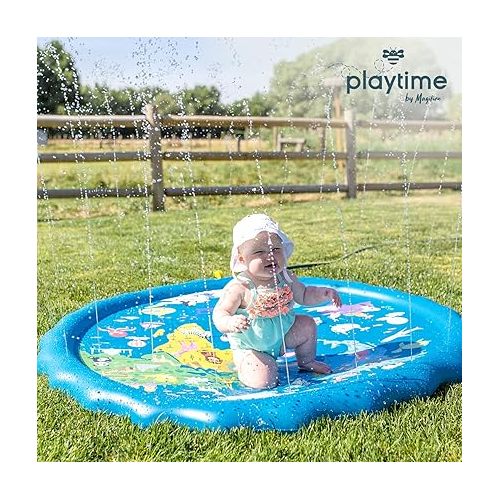  Magifire Sprinkler Splash Pad for Toddlers 1-3, 59 In., Water Toys for Dogs, Kids, Outdoor Baby Toys Ideal for Playtime and Cooling Off Outside, Easy to Setup, Ideal for Summer and Backyard Activities