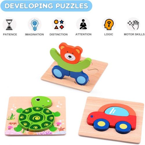  [아마존핫딜][아마존 핫딜] MAGIFIRE Wooden Toddler Puzzles Gifts Toys for 1 2 3 Year Old Boys Girls Baby Infant Kid Learning Educational 6 Animal Shape Jigsaw Eco Friendly Child Kid Montessori Stem Travel To