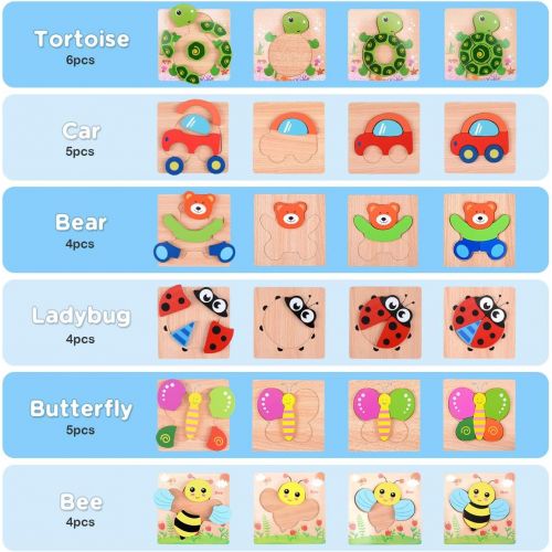  [아마존핫딜][아마존 핫딜] MAGIFIRE Wooden Toddler Puzzles Gifts Toys for 1 2 3 Year Old Boys Girls Baby Infant Kid Learning Educational 6 Animal Shape Jigsaw Eco Friendly Child Kid Montessori Stem Travel To