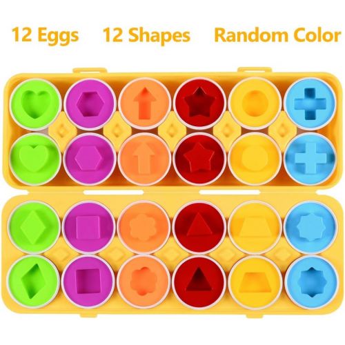  [아마존베스트]MAGIFIRE Montessori Toys for 1 2 3 Year Old Toddlers ,12 Packs Learning Toys Color Shape Number Match Eggs for Preschool Toddler Games Educational Color Recognition Skills Learning