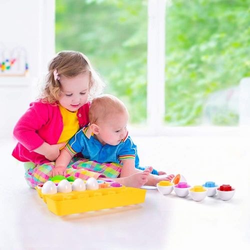  [아마존베스트]MAGIFIRE Montessori Toys for 1 2 3 Year Old Toddlers ,12 Packs Learning Toys Color Shape Number Match Eggs for Preschool Toddler Games Educational Color Recognition Skills Learning