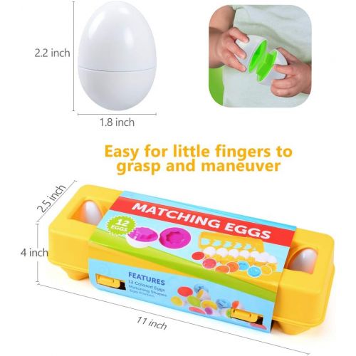  [아마존베스트]MAGIFIRE Matching Easter Eggs ,12 Packs Learning Toys Gift for Toddler 1 2 3 Year Old Preschool Games Educational Color Shape Recognition Skills(Shape&Color)