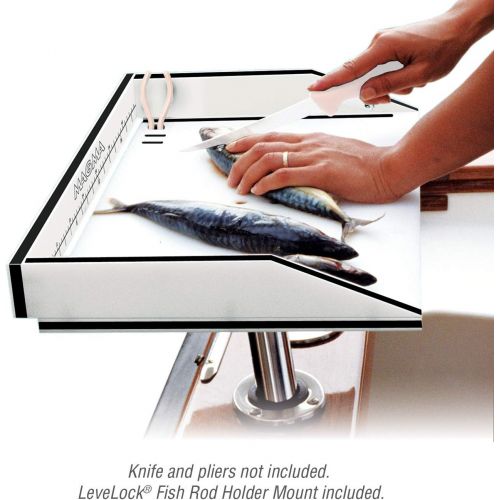  MAGMA Products, T10-312B Combination Bait/Filet Mate Table with Levelock Rod Holder Mount, 20 Inch x 12-3/4 Inch