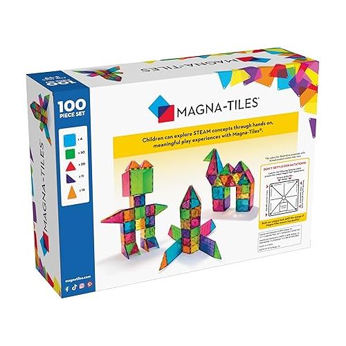  MAGNA-TILES Classic 100-Piece Magnetic Construction Set, The ORIGINAL Magnetic Building Brand