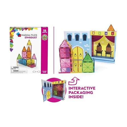  MAGNA-TILES Stardust 15-Piece Magnetic Construction Set, The ORIGINAL Magnetic Building Brand, 3-99 Years with 4 Mirrored Squares