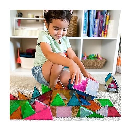  MAGNA-TILES Grand Prix 50-Piece Magnetic Construction Set, The ORIGINAL Magnetic Building Brand