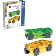 MAGNA-TILES Cars - Green & Yellow 2-Piece Magnetic Construction Set, The ORIGINAL Magnetic Building Brand