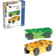 MAGNA-TILES Cars ? Green & Yellow 2-Piece Magnetic Construction Set, The ORIGINAL Magnetic Building Brand