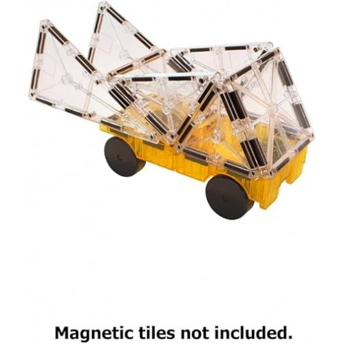  MAGNA-TILES Cars - Green & Yellow 2-Piece Magnetic Construction Set, The ORIGINAL Magnetic Building Brand