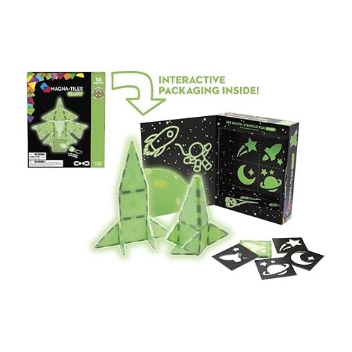  MAGNA-TILES Glow 16-Piece Magnetic Construction Set, The ORIGINAL Magnetic Building Brand