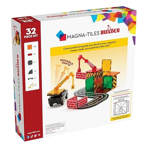  MAGNA-TILES Builder 32-Piece Magnetic Construction Set, The ORIGINAL Magnetic Building Brand