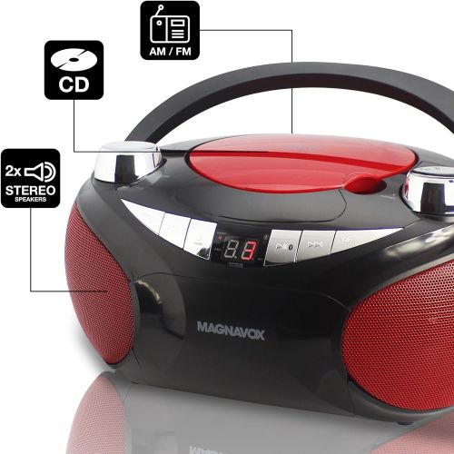  [아마존베스트]MAGNAVOX Magnavox MD6949 CD Boombox with AM/FM Radio & Bluetooth Wireless Technology - Red/Black