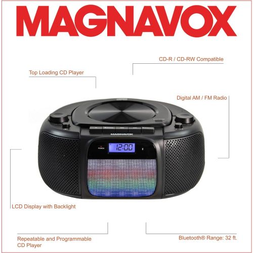  [아마존베스트]MAGNAVOX Magnavox MD6972 CD Boombox with Digital AM FM Radio Color Changing Lights and Bluetooth Wireless Technology