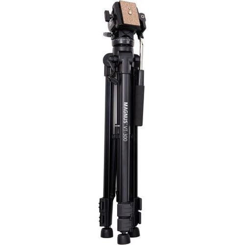  Magnus VT-300, Video Tripod System with Fluid Head, Extends to 64”, Max Load 15 lbs. Mid-Level Spreader, Replaceable Rubber Feet. Plus Quick Release plate, Pan Bar, Carry Case with