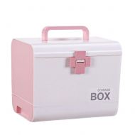 MAGO Household Double-Layer Medicine Storage Box, Medical Supplies Storage Box, Portable Out-of-The-Box First-aid Multifunctional First Aid Container (Color : Pink)