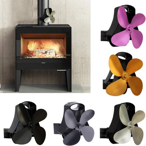  MAGOMAGOGO Wall Mounted Heat Self Powered Fireplace Stove Fan Quiet 4 Blades Aluminum Efficiently Warm Large Room Wood Log Burner Eco Friendly Stove Fan