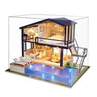 MAGQOO Romantic Cute Dollhouse Miniature DIY House Kit Creative Room with Furniture Dollhouse Building Kit Playset (Time Apartment with Music Box & Dust Proof) (Multi Color)