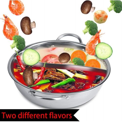  [아마존베스트]MAGT 27/29/31cm Thick Stainless Steel Hot Pot,Two Flavor Separation Induction Cooker With Heatproof Practical Handle, Usable Safe For Induction Cooker, Gas Furnace, Electric Furnace (Si