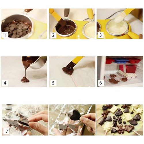  [아마존베스트]MAGT Electric Chocolate Melter,Durable Stainless Steel&Plastic Hot Chocolate Melting Pot Electric Fondue Melter Machine,Kitchen Tool With DIY Mould Set,EU Plug,19 X 14.5 X 10cm (Color :