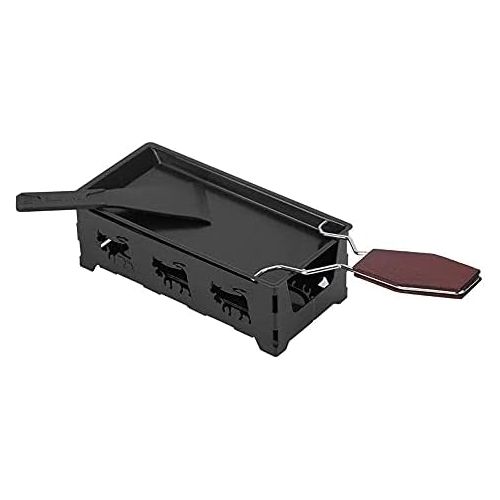  MAGT Mini Raclette Grill, Antihaft Kase Raclette Rotaster Ofen Mit Klappbarem Holzgriff, Tischgrill Kasespatel, Antihaft Kase Grillplatte Zubehoer, Grillwerkzeug Fuer Die Haushaltskue