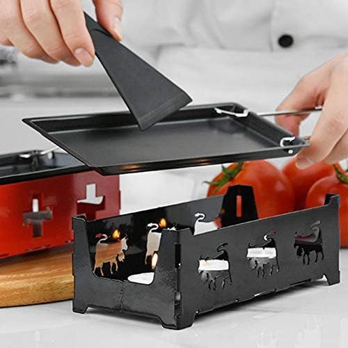  MAGT Mini Raclette Grill, Antihaft Kase Raclette Rotaster Ofen Mit Klappbarem Holzgriff, Tischgrill Kasespatel, Antihaft Kase Grillplatte Zubehoer, Grillwerkzeug Fuer Die Haushaltskue