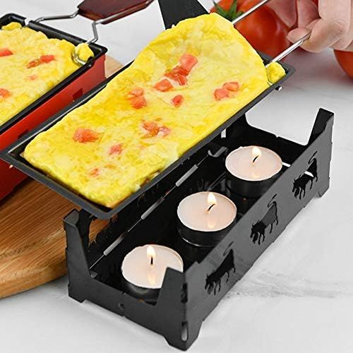  MAGT Mini Raclette Grill, Antihaft Kase Raclette Rotaster Ofen Mit Klappbarem Holzgriff, Tischgrill Kasespatel, Antihaft Kase Grillplatte Zubehoer, Grillwerkzeug Fuer Die Haushaltskue