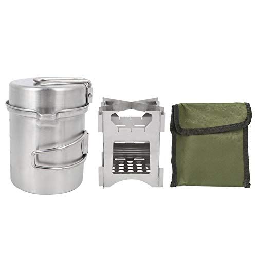  MAGT Outdoor Wood Stove, Camping Wood Stove Set Portable Stainless Wood Stove Durable Wood Stove Pot Set for Outdoor Travel Hiking Picnic
