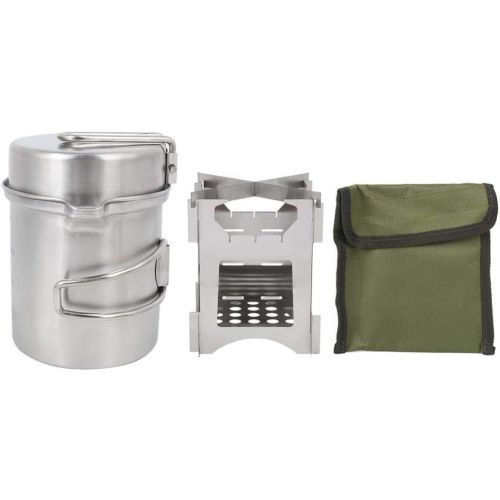  MAGT Outdoor Wood Stove, Camping Wood Stove Set Portable Stainless Wood Stove Durable Wood Stove Pot Set for Outdoor Travel Hiking Picnic