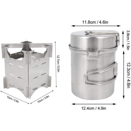  MAGT Outdoor Wood Stove, Camping Wood Stove Set Portable Stainless Wood Stove Durable Wood Stove Pot Set for Outdoor Travel Hiking Picnic