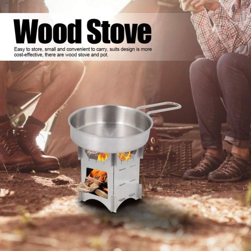  MAGT Outdoor Wood Stove, Camping Wood Stove Set Portable Stainless Wood Stove Durable Wood Stove Pot Set for Outdoor Travel Hiking Picnic