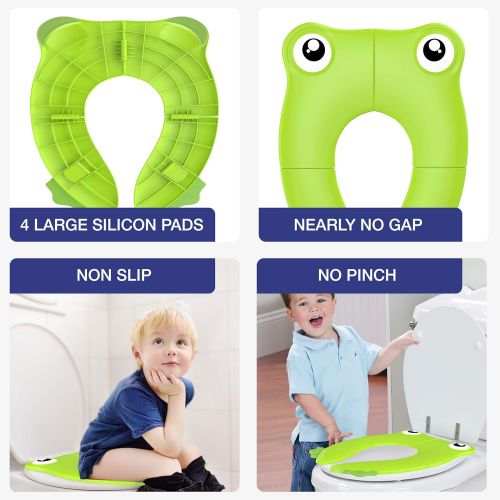  [아마존베스트]MAGTIMES Portable Folding Large Non Slip Silionce Pads Potty Training Seat for Kids Boys & Girls, Toddlers Toilet Seat, Recyclable Potty Seat Cover for Travel