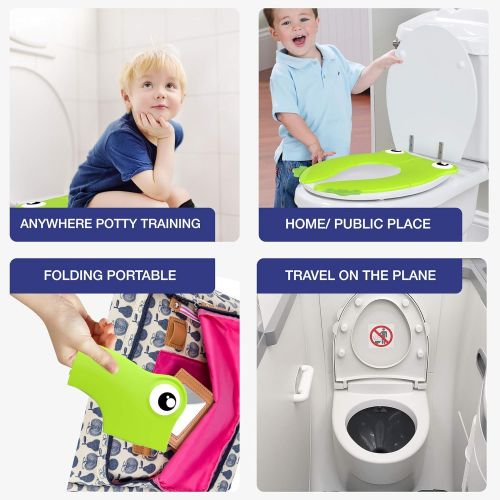  [아마존베스트]MAGTIMES Portable Folding Large Non Slip Silionce Pads Potty Training Seat for Kids Boys & Girls, Toddlers Toilet Seat, Recyclable Potty Seat Cover for Travel