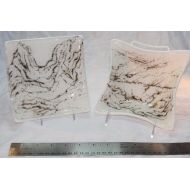 MAILimitedWorks White with Frit Art Square Dishes