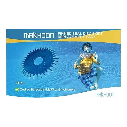  MAKHOON 4 Pieces Pool Cleaner Replacements Include W70329 Pool Cleaner Finned Seal W69698 Pool Cleaner Diaphragm W70327 Foot Pad Compatible with Zodiac Baracuda G2, G3, G4 Replace W69721 W72855