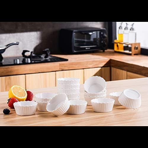  Malacasa, Ramekin series, porcelain dessert bowls, tapas finger food starter dessert bowls, decorative bowls, Set of 16 pieces. 2.75/7 X 7 X 3 Cm