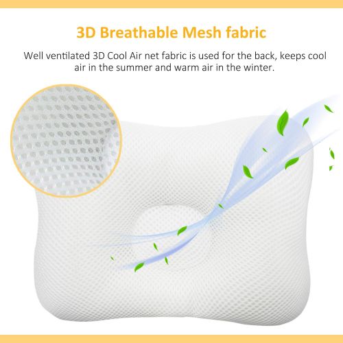  Baby Pillow, MALOMME Infant Pillow Soft Baby Head Shaping Pillow for Sleeping Organic Cotton Washable 3D Breathable Air Mesh Protection for Flat Head Syndrome