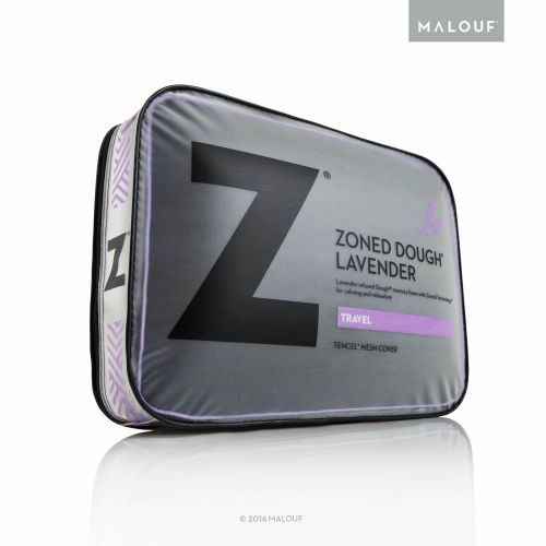  MALOUF Z Zoned Dough Memory Foam Infused with Real Lavender Oil-12 Inch x 16 Inch Travel Size Aromatherapy Pillow