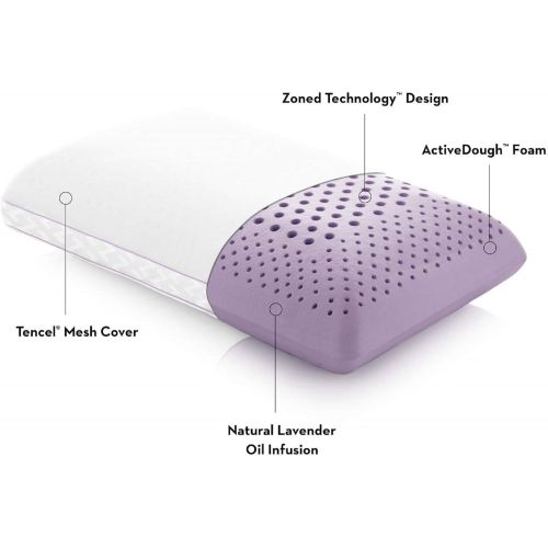  MALOUF Z Shoulder Zoned Dough Memory Foam Pillow - Infused with Chamomile Scent - Aromatherapy Spritzer Included - Premium Tencel Cover - 5 Year U.S. Warranty - Mid Loft - Queen