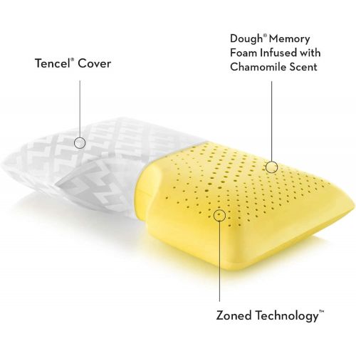  MALOUF Z Shoulder Zoned Dough Memory Foam Pillow - Infused with Chamomile Scent - Aromatherapy Spritzer Included - Premium Tencel Cover - 5 Year U.S. Warranty - Mid Loft - Queen