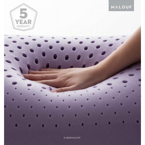  MALOUF Z Shoulder Zoned Dough Memory Foam Pillow - Infused with Chamomile Scent - Aromatherapy Spritzer Included - Premium Tencel Cover - 5 Year U.S. Warranty - Mid Loft - Queen