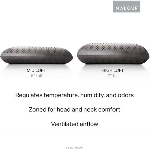  MALOUF Z Zoned Dough Memory Foam Bed Pillow Infused with Bamboo Charcoal - 5-year Warranty - King