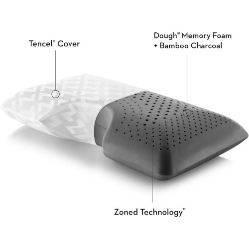  MALOUF Z Shoulder Zoned Dough Memory Foam Pillow - Bamboo Charcoal Infused - Premium Tencel Cover - 5 Year U.S. Warranty - Mid Loft - Queen