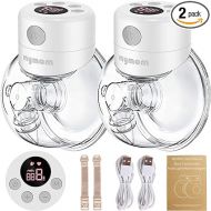 MyMom Double Wearable Breast Pump,Electric Hands Free Breast Pumps with 2 Modes,9 Levels,LCD Display,Memory Function Rechargeable Double Milk Extractor with Massage and Pumping Mode-24mm Flange 1