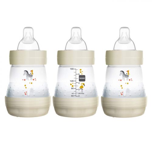  [아마존 핫딜]  [아마존핫딜]MAM Baby Bottles for Breastfed Babies, MAM Bottles Anti Colic, White, 5 Ounces, 3-Count