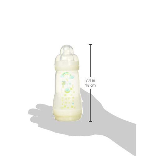  [아마존베스트]MAM Baby Bottles for Breastfed Babies, MAM Baby Bottles Anti Colic, White, 9 Ounces, 1-Count